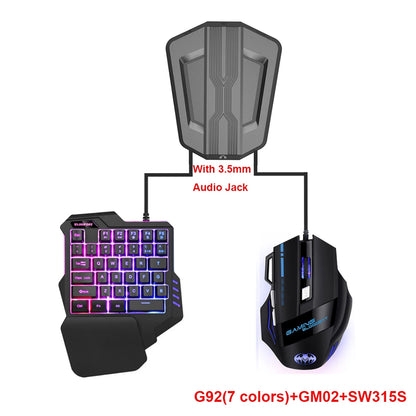 One Hand Gaming Keyboard Mouse Converter Set