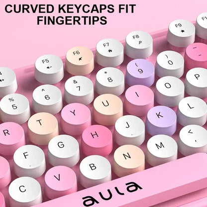 Wireless Retro Keyboard Mouse Set