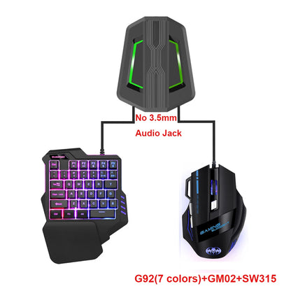 One Hand Gaming Keyboard Mouse Converter Set