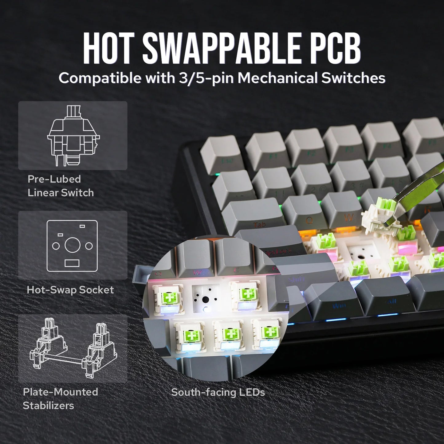 Wireless Mechanical Keyboard Display Knob