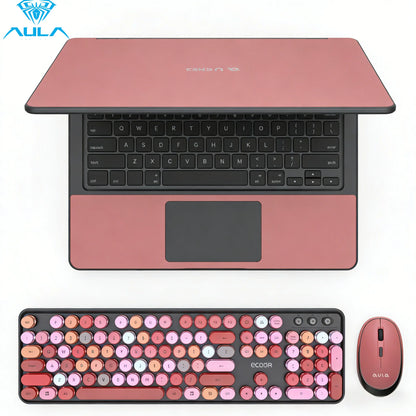 Wireless Retro Keyboard Mouse Set