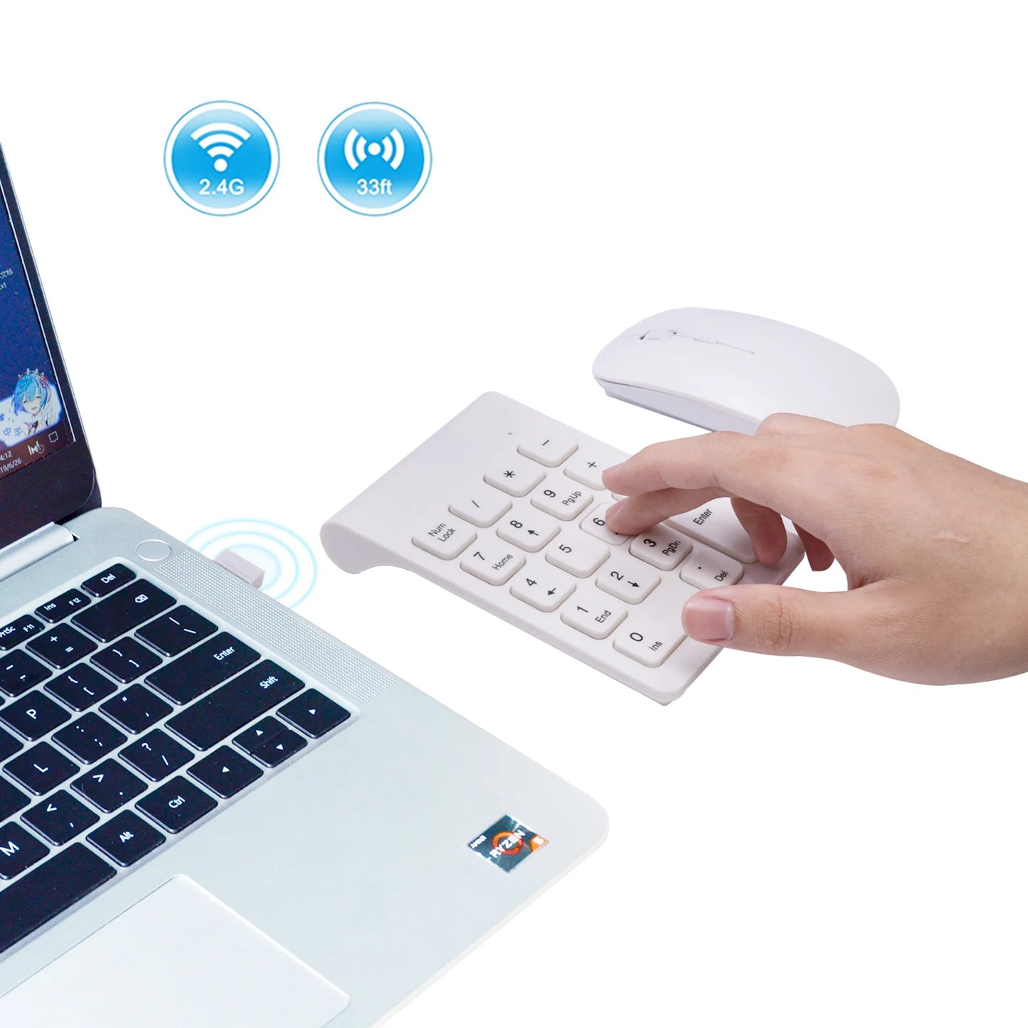 Wireless Numeric Keypad Mouse Set