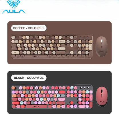 Wireless Retro Keyboard Mouse Set