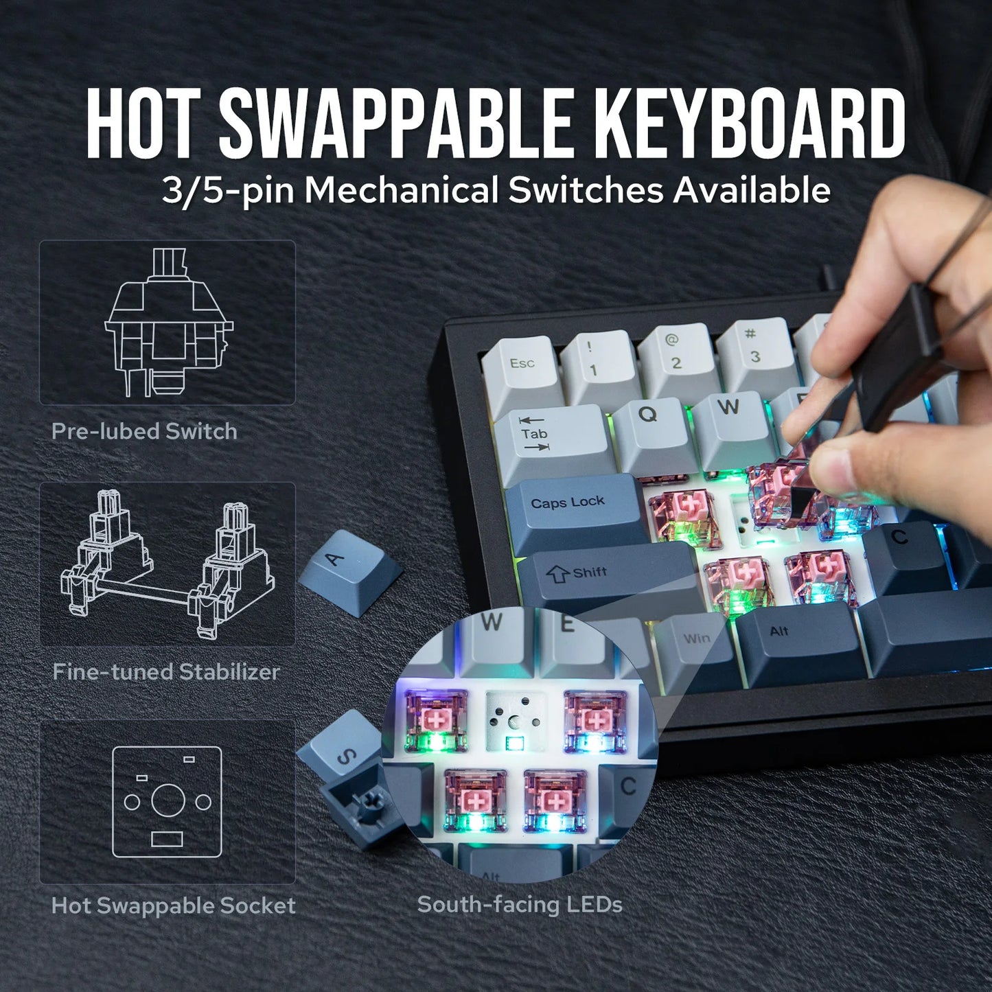 Split Ergonomic Mechanical Keyboard Wireless