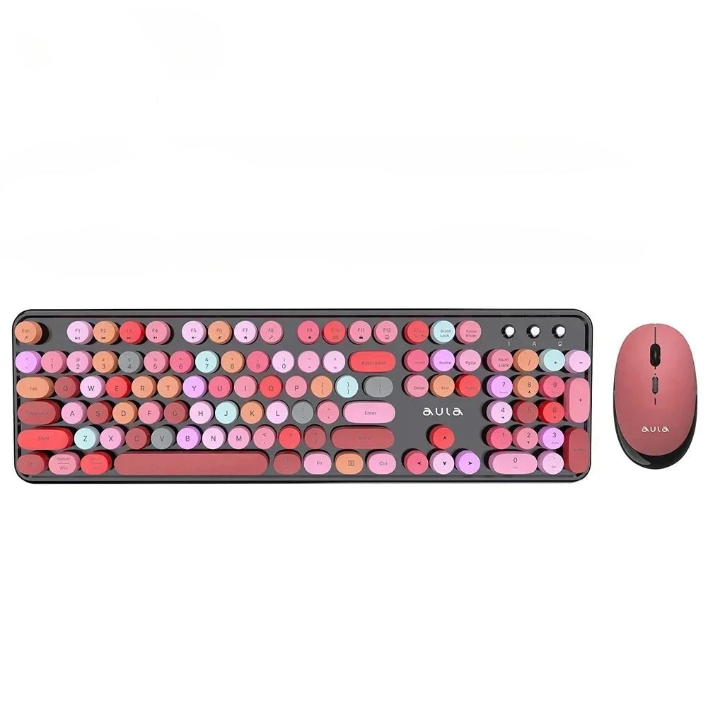 Wireless Retro Keyboard Mouse Set