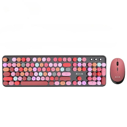 Wireless Retro Keyboard Mouse Set