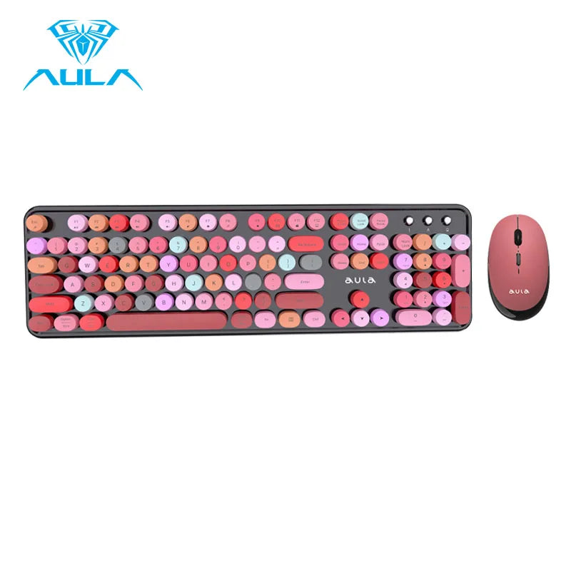 Wireless Retro Keyboard Mouse Set